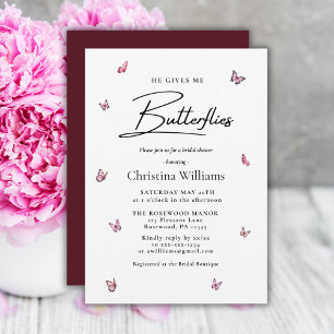 Invitation Moderne, Il Me Donne Fête des mariées Aux Papillon