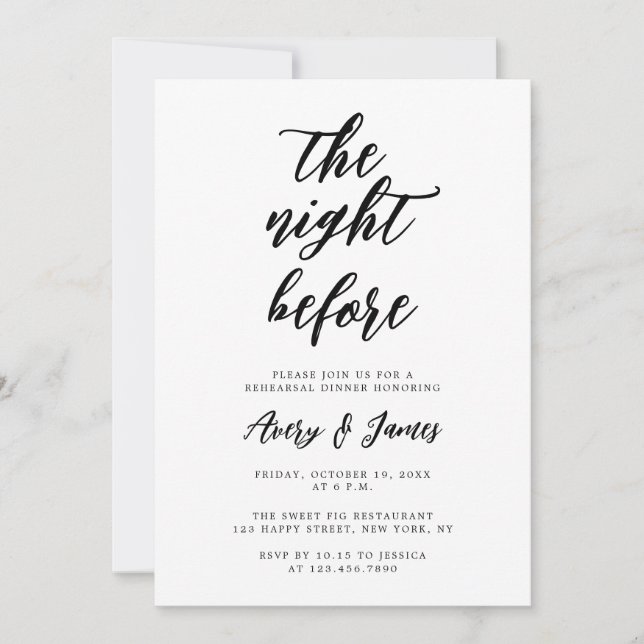 Invitation Moderne La Nuit Avant Le Dîner De Répétition (Devant)