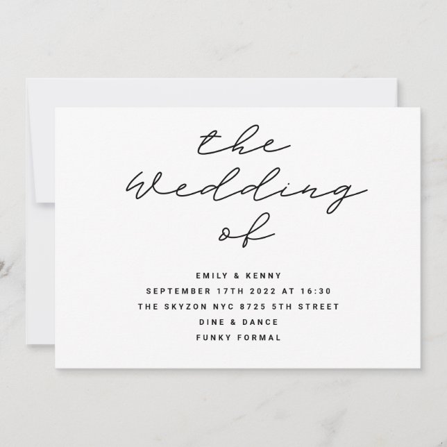 Invitation Moderne | Le Mariage de | Noir et blanc | MARIAGE (Devant)
