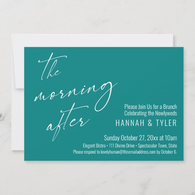 Invitation Moderne Le Matin Après Brunch Mariage Turquoise (Devant)