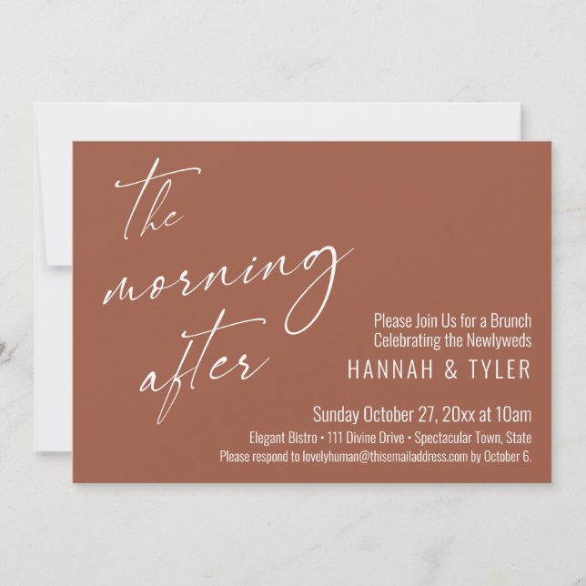 Invitation Moderne Le Matin Après Mariage Brunch Terracotta (Devant)