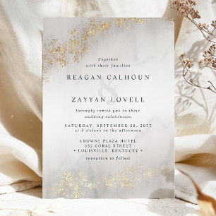 Invitation Moderne Luxe Paillettes de Gris Brumeux