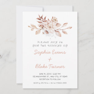 Invitation Moderne Mariage Blanc Floral Rustique Douce