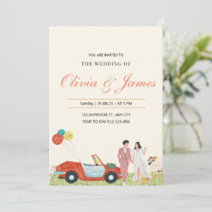 Invitation Moderne Mariée et salle de Mariage personnalisée I