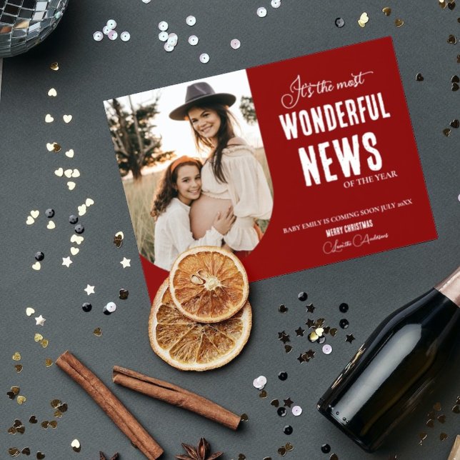 Invitation Moderne Merveilleuse nouvelle grossesse de Noël (Créateur téléchargé)