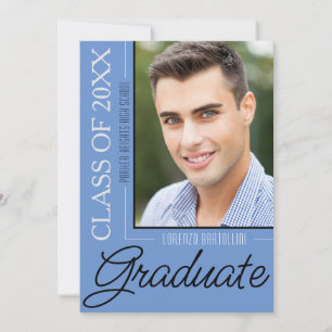 Invitation Moderne Minimal 1 Photo Dusty Blue Graduation Part
