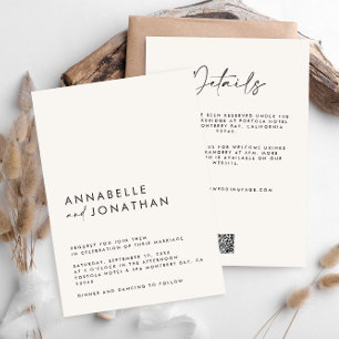 Invitation Moderne Minimal simple détails Mariage Code QR