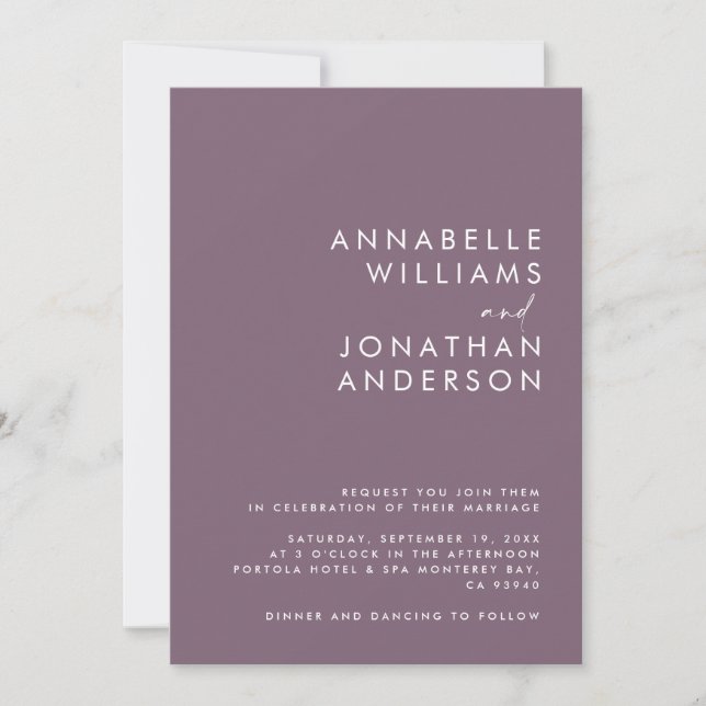 Invitation Moderne Minimal simple détails Mariage Code QR (Devant)