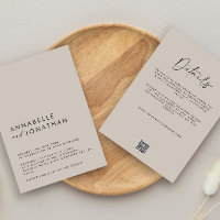 Moderne Minimal simple gris Détails Mariage QR Cod