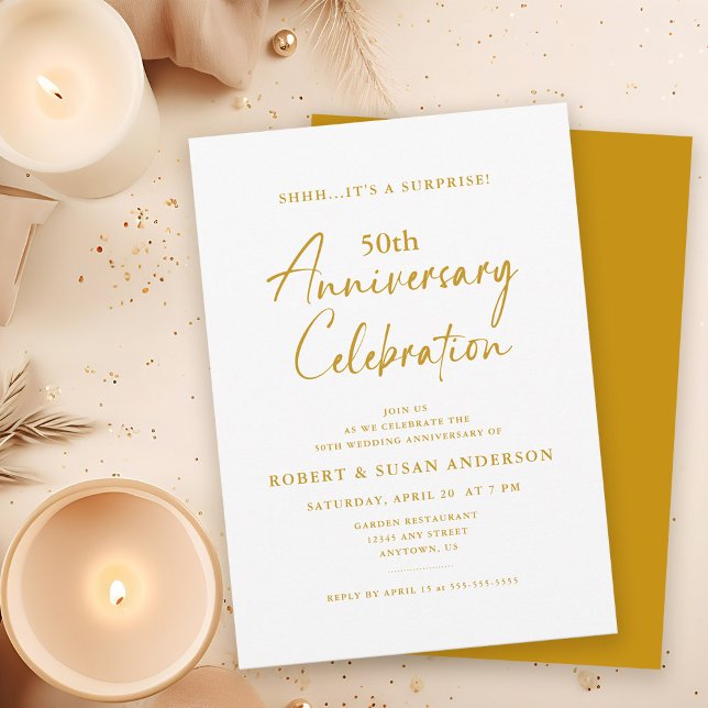 Invitation Moderne minimal surprise 50e anniversaire de Maria (Créateur téléchargé)