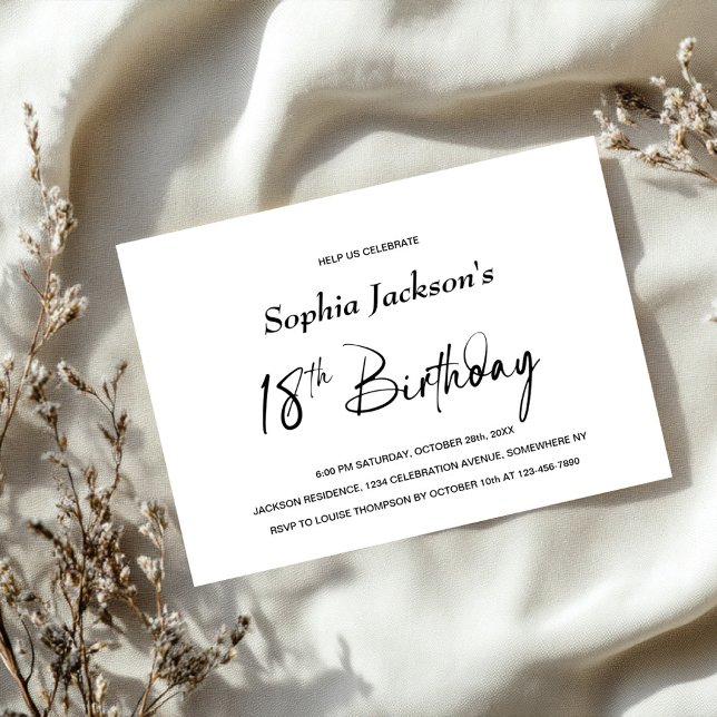 Invitation Moderne minimaliste 18ème anniversaire (Créateur téléchargé)