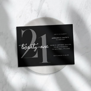 Invitation Moderne minimaliste 21e anniversaire