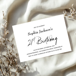 Invitation Moderne minimaliste 21e fête d'anniversaire