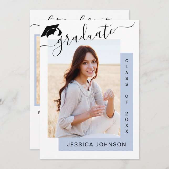 Invitation Moderne minimaliste 2 PHOTO Graduation Party (Devant / Derrière)