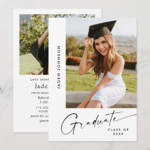 Invitation Moderne minimaliste 2e année de la fête de graduat