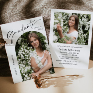 Invitation Moderne minimaliste 2e année de la fête de graduat