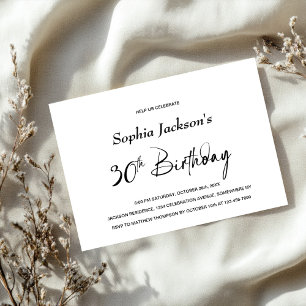 Invitation Moderne minimaliste 30ème anniversaire