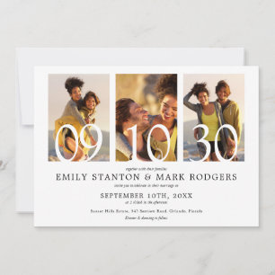 Invitation Moderne minimaliste 3 Mariage photo Collage