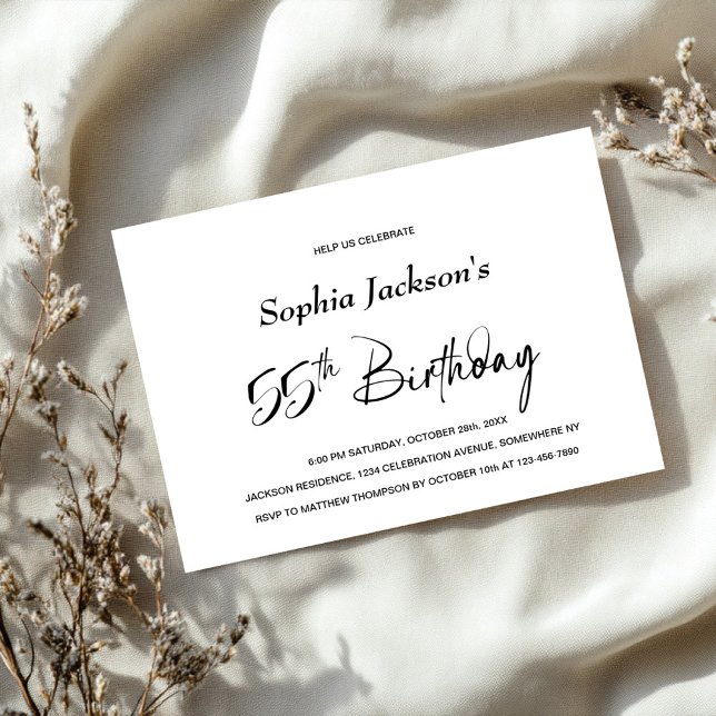 Invitation Moderne minimaliste 55ème anniversaire (Créateur téléchargé)