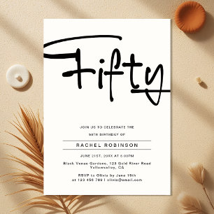 Invitation Moderne minimaliste Adulte Cinquante-ème fête d'an