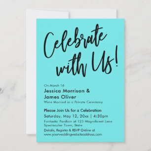 Invitation Moderne Minimaliste Aqua Célébrez avec nous !