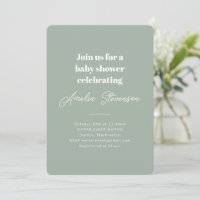 Moderne minimaliste Baby shower simple Sage Vert