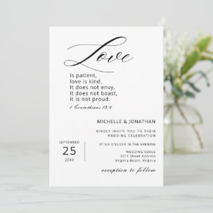 Invitation Moderne minimaliste Bible chrétienne Verse Mariage