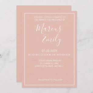 Invitation Moderne minimaliste, blanc et Mariage blanc