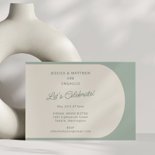 Invitation Moderne Minimaliste Bloc de Couleur de Sage Fiança