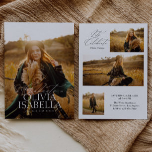 Invitation Moderne Minimaliste Classique Pleine Photo Graduat