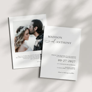 Invitation Moderne & Minimaliste Code QR Photo Mariage