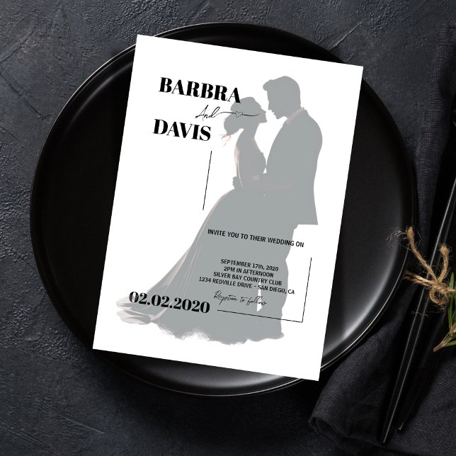 Invitation Moderne minimaliste Couple Mariage Silhouette (Créateur téléchargé)
