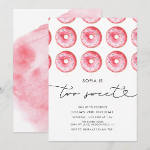 Invitation Moderne minimaliste Donut deux doux anniversaire