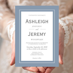 Invitation Moderne minimaliste Dusty Mariage bleu gris