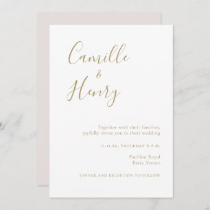 Invitation Moderne minimaliste écrit à la main Mariage blanc 
