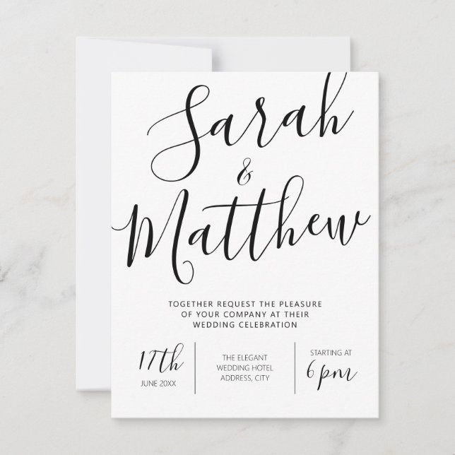 Invitation Moderne minimaliste élégante calligraphie (Devant)