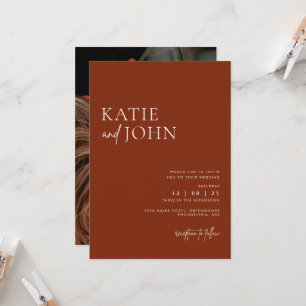 Invitation Moderne minimaliste en terre cuite Mariage Boho