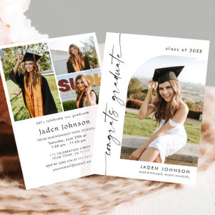 Invitation Moderne minimaliste Grad 4e PHOTO Graduation Party