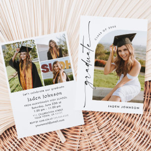 Invitation Moderne minimaliste Grad 4e PHOTO Graduation Party