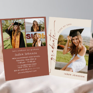 Invitation Moderne minimaliste Grad 4e PHOTO Graduation Party