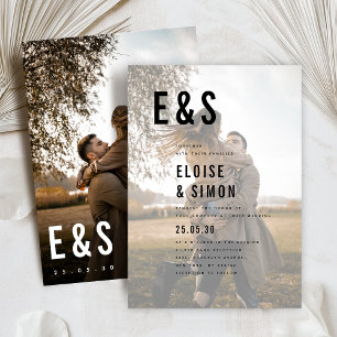 Invitation Moderne minimaliste Gros Gras Monogramme Mariage p