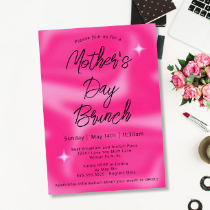 Invitation Moderne minimaliste Hot rose Fête des Mères Brunch