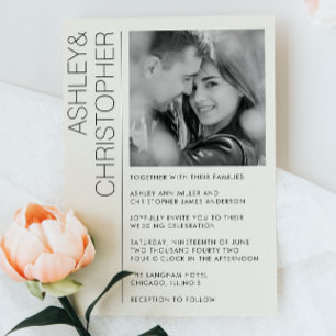 Invitation Moderne minimaliste Mariage B&W photo