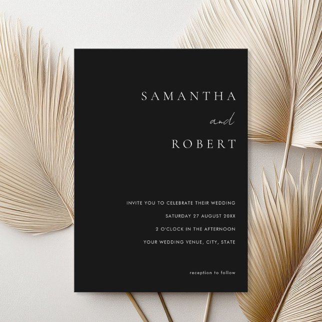 Invitation Moderne minimaliste Mariage noir et blanc (Créateur téléchargé)