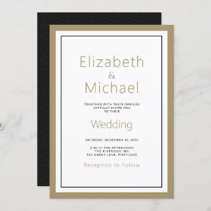 Invitation Moderne minimaliste Mariage noir or