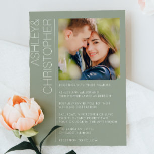 Invitation Moderne minimaliste Mariage Sage Green Photo