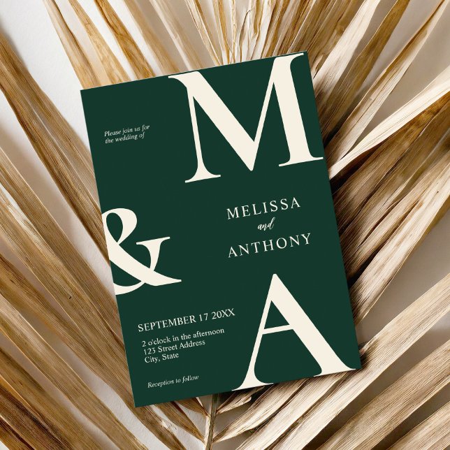 Invitation Moderne minimaliste Mariage vert émeraude (Créateur téléchargé)