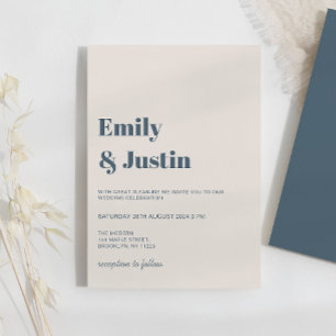 Invitation Moderne minimaliste Marine Mariage bleu beige