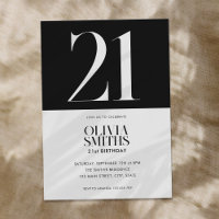 Moderne minimaliste noir et blanc 21e anniversaire