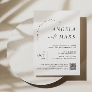 Invitation Moderne minimaliste noir et blanc Mariage de code